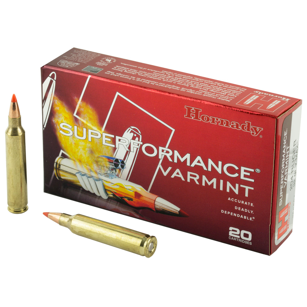 Hornady Superformance Varmint .204 Ruger 32-Grain V-Max Ammunition - 20 Rounds per Box