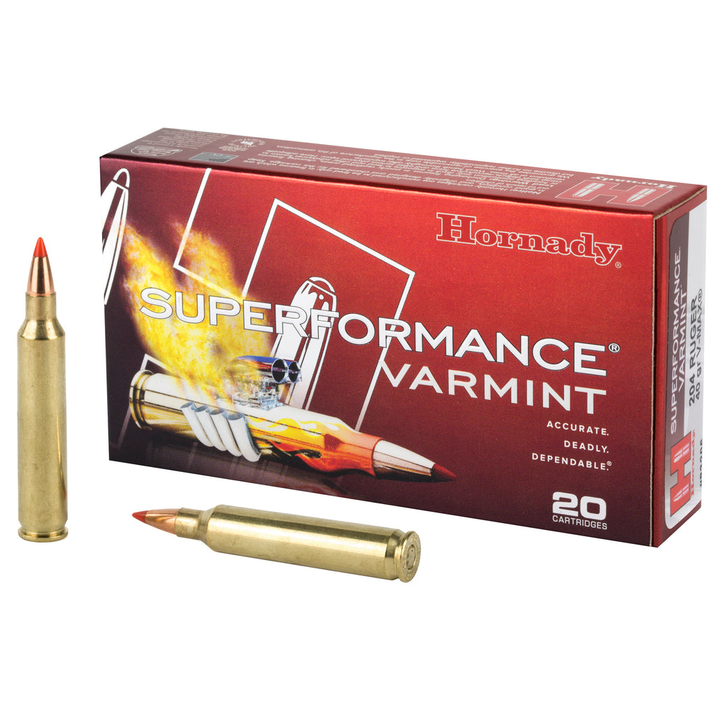 Hornady Superformance Varmint .204 Ruger 40-Grain V-Max Ammunition - 20 Rounds per Box