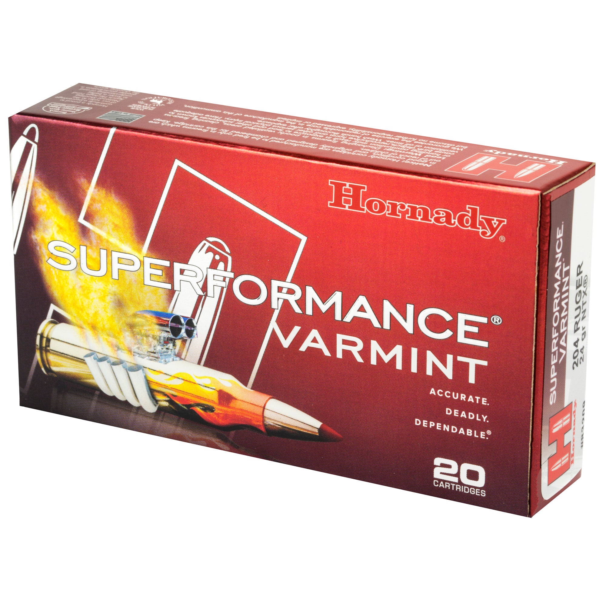 Hornady Superformance Varmint .204 Ruger 24 Grain NTX Ammunition - 20 Rounds