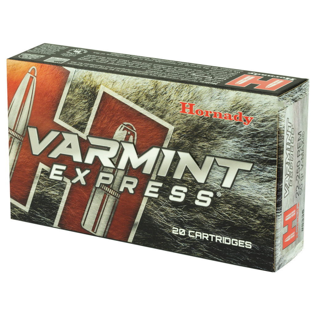 Hornady Varmint Express 22-250 Remington 50 Grain V-Max Ammunition - 20 Rounds per Box