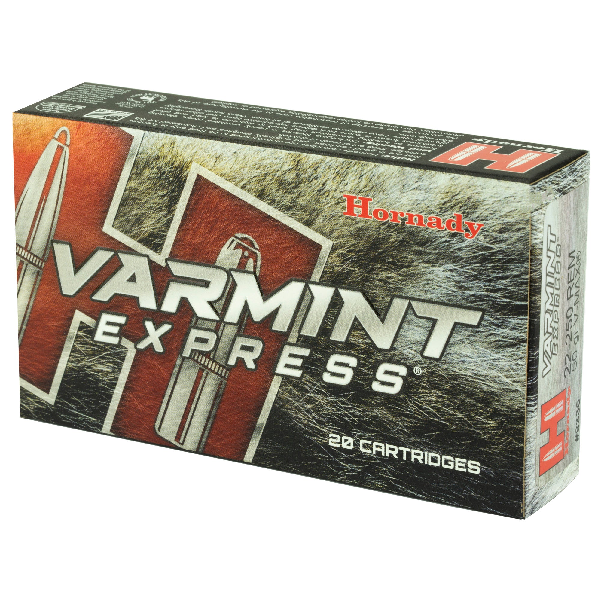 Hornady Varmint Express 22-250 Remington 50 Grain V-Max Ammunition - 20 Rounds per Box
