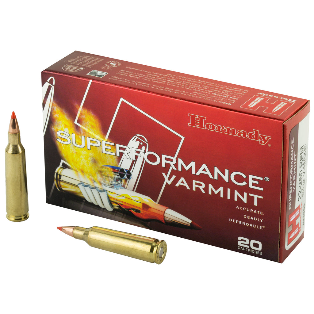Hornady Superformance Varmint 22-250 Remington 50-Grain V-Max Ammunition (20 Rounds per Box)
