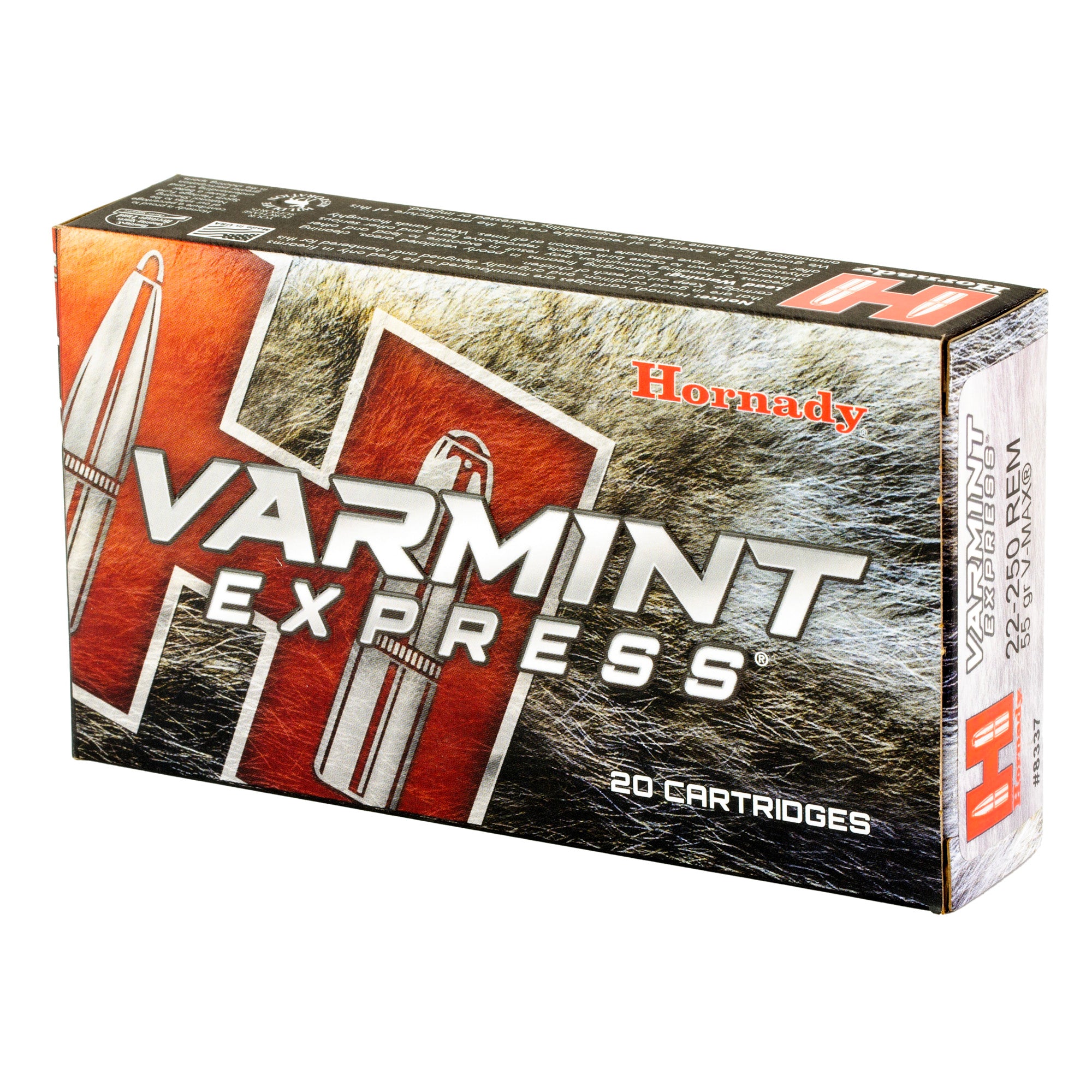 Hornady Varmint Express 22-250 Remington 55 Grain V-Max Ammunition - 20 Rounds Per Box