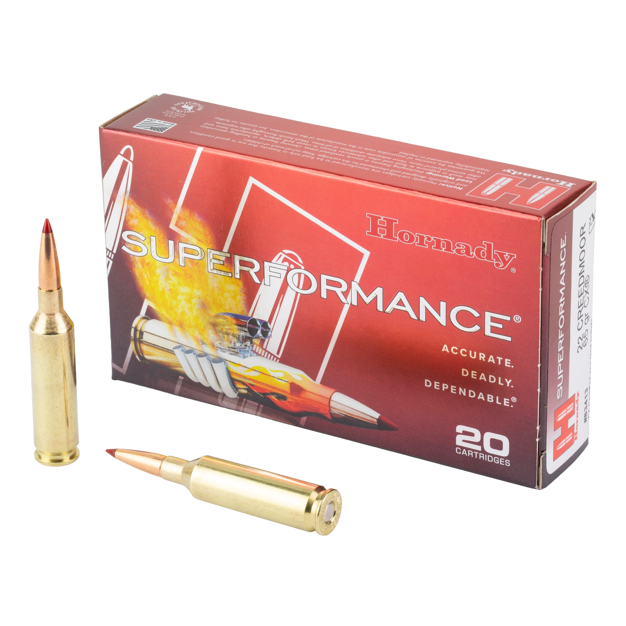 Hornady Superformance CX 22 Creedmoor 65 Grain Ammunition - 20 Rounds per Box