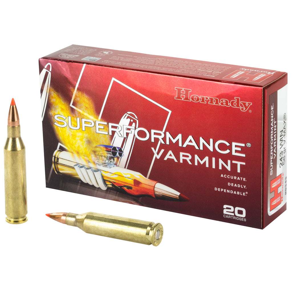 Hornady Superformance Varmint 243 Winchester 58 Grain V-Max Ammunition (20 Rounds per Box)