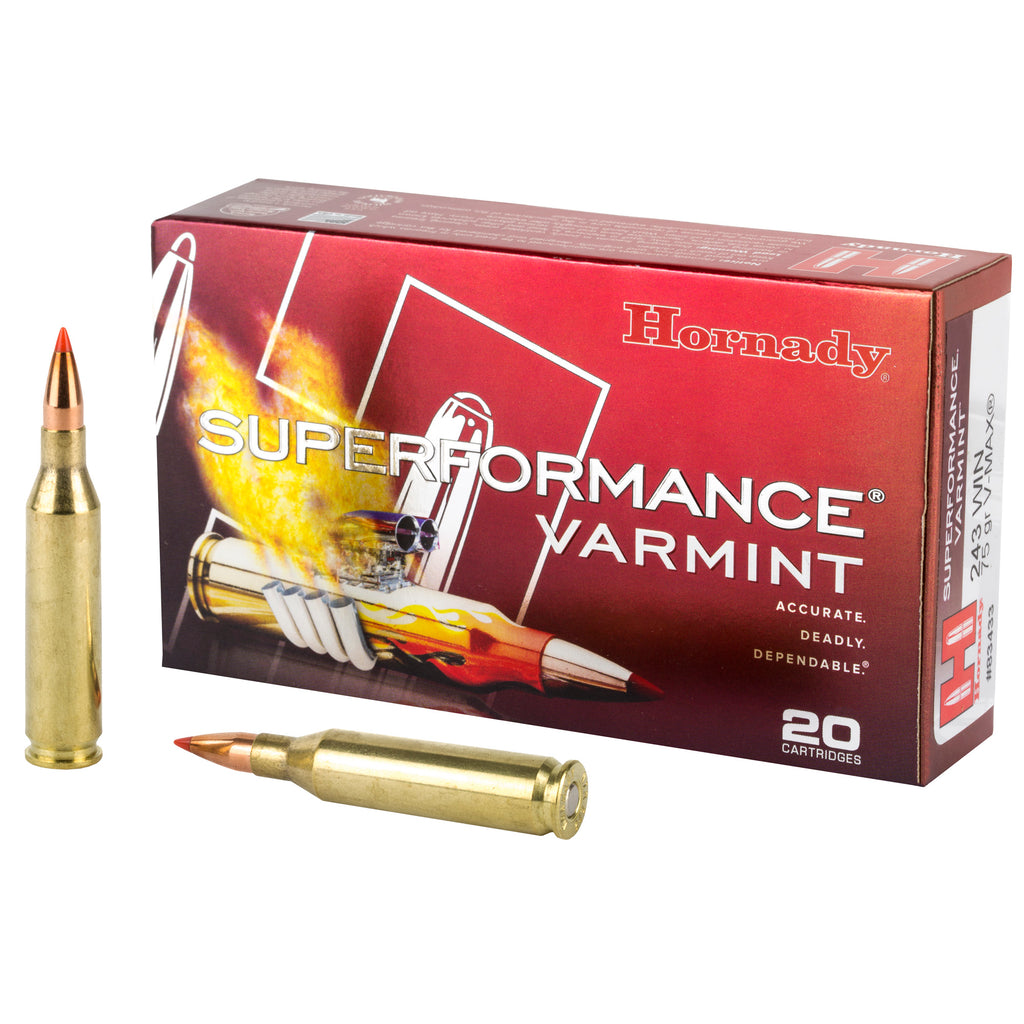 Hornady Superformance Varmint .243 Winchester 75-Grain V-Max Ammunition (20 Rounds)