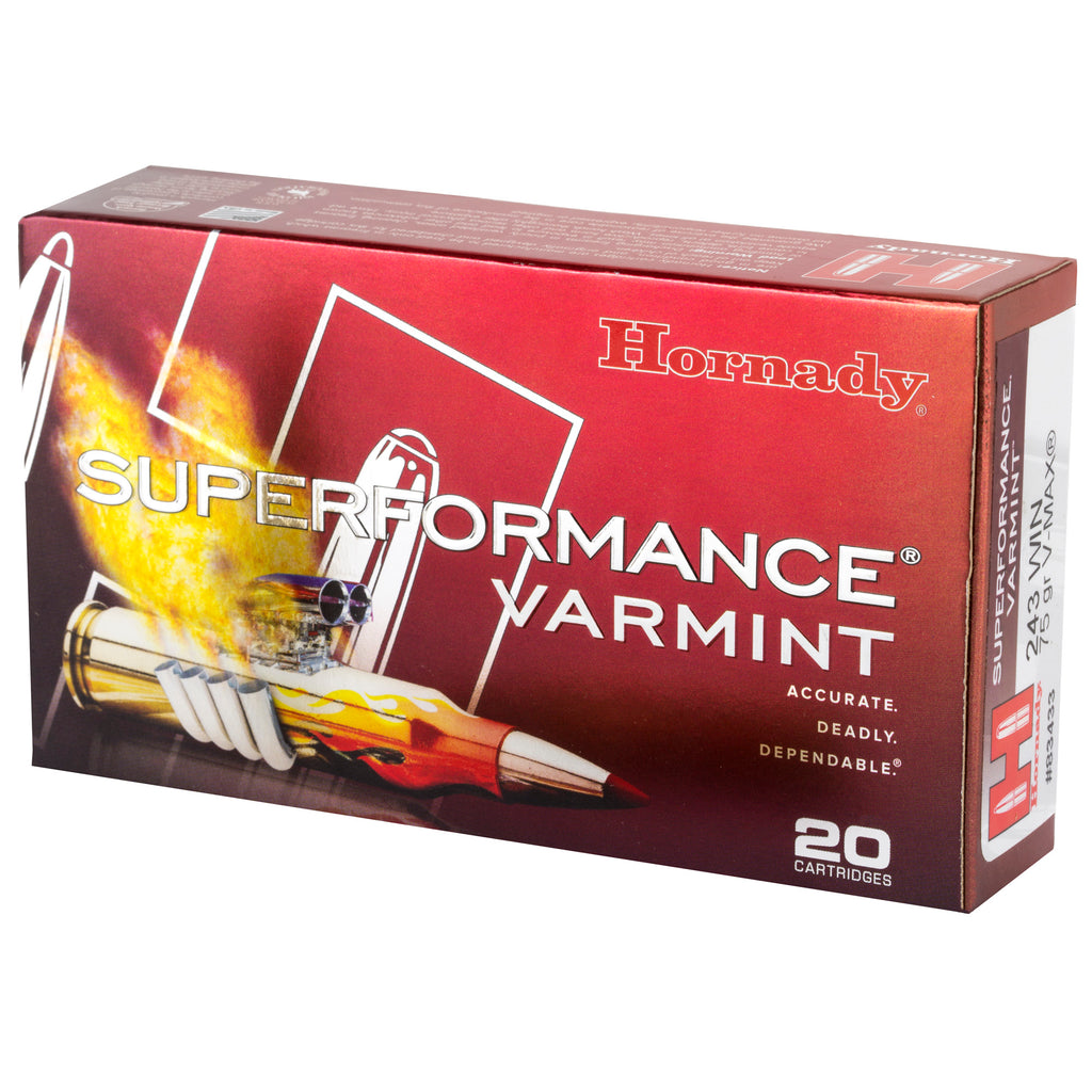 Hornady Superformance Varmint .243 Winchester 75-Grain V-Max Ammunition (20 Rounds)