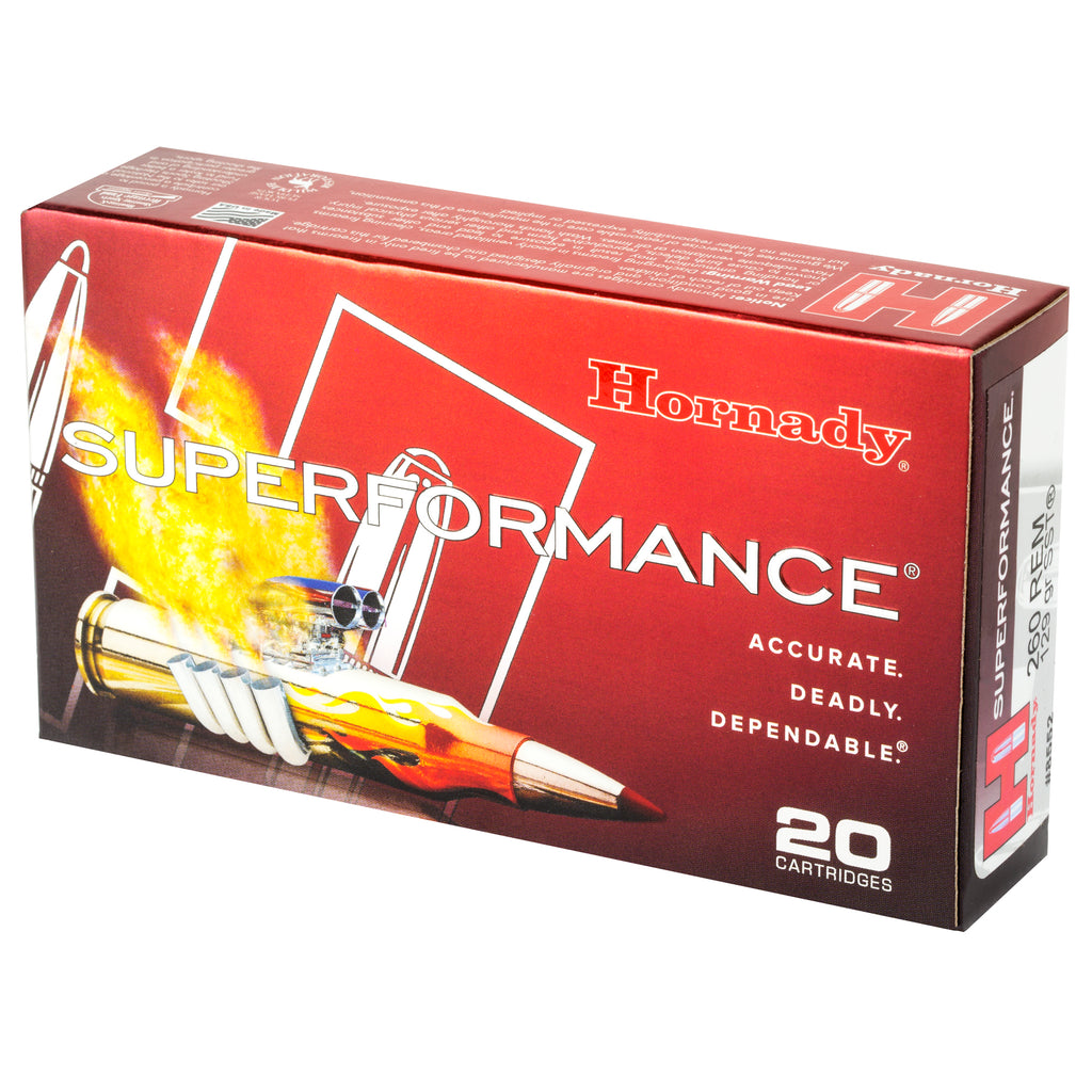 Hornady Superformance SST 260 Remington 129 Grain Ammunition - 20 Rounds / Box, 200 Rounds / Case