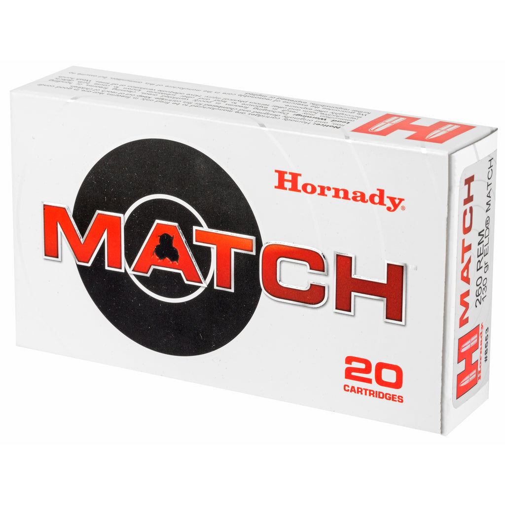 Hornady 260 Remington ELD Match 130-Grain Rifle Ammunition, 20 Rounds per Box
