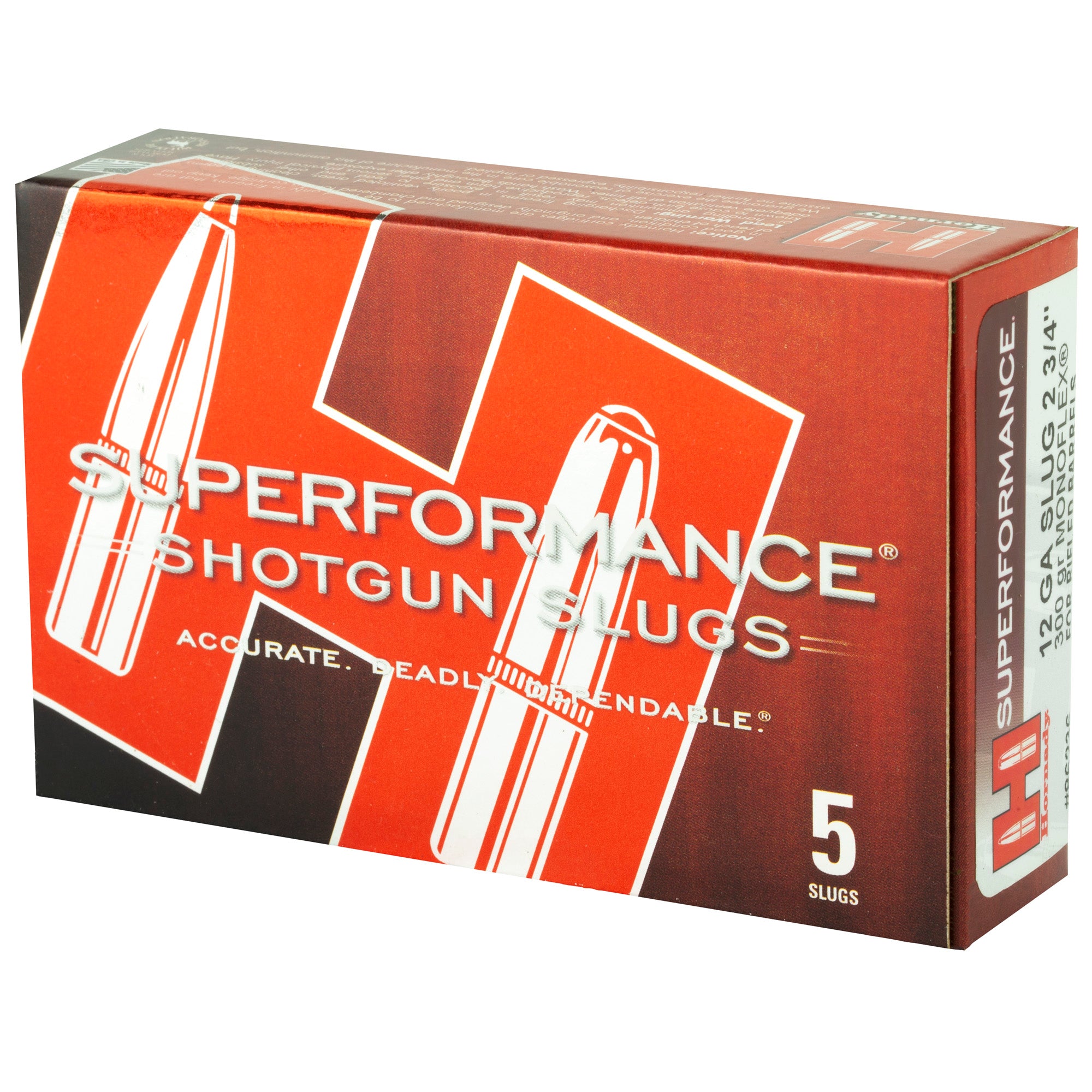 Hornady Superformance 12 Gauge 2.75-inch 300-Grain MonoFlex Sabot Slug – Box of 5, Case of 100