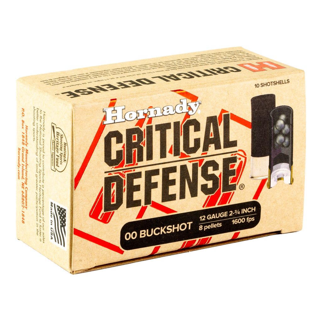 Hornady Critical Defense 12 Gauge 00 Buckshot Ammunition - 10 Rounds per Box