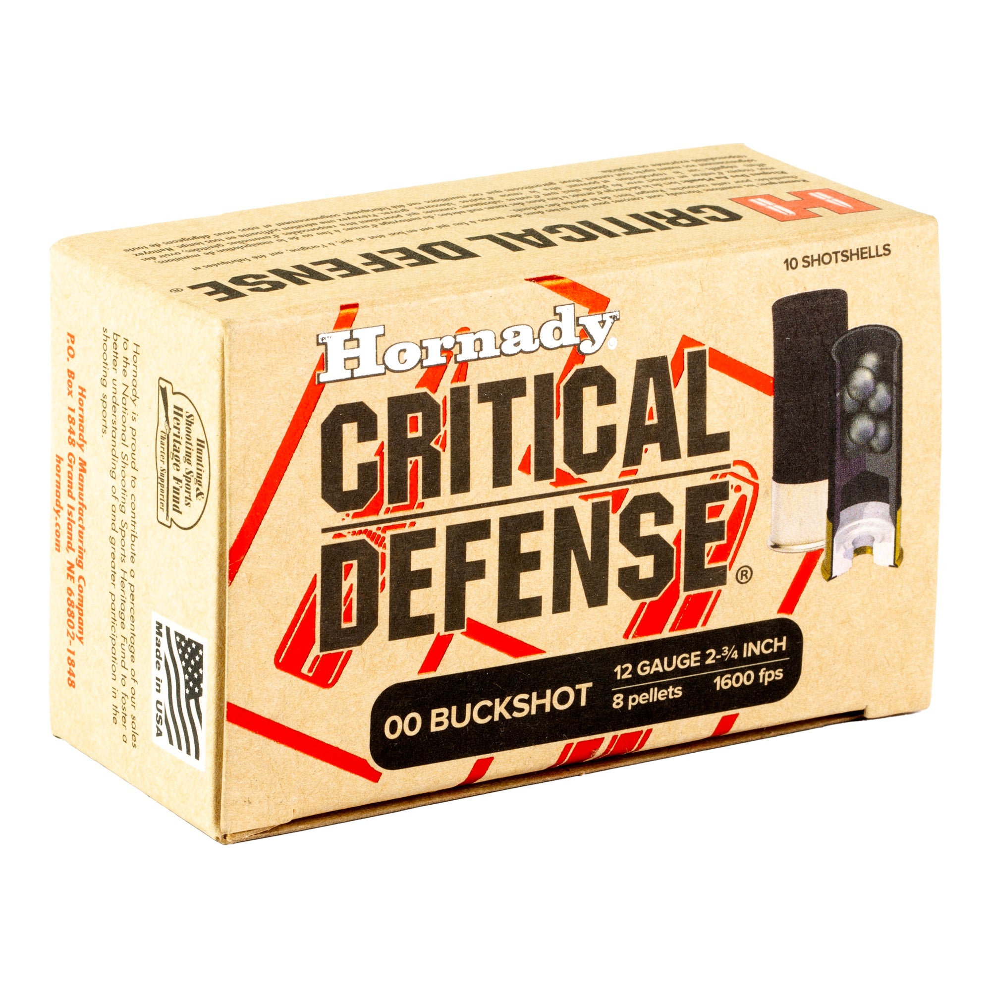Hornady Critical Defense 12 Gauge 00 Buckshot Ammunition - 10 Rounds per Box