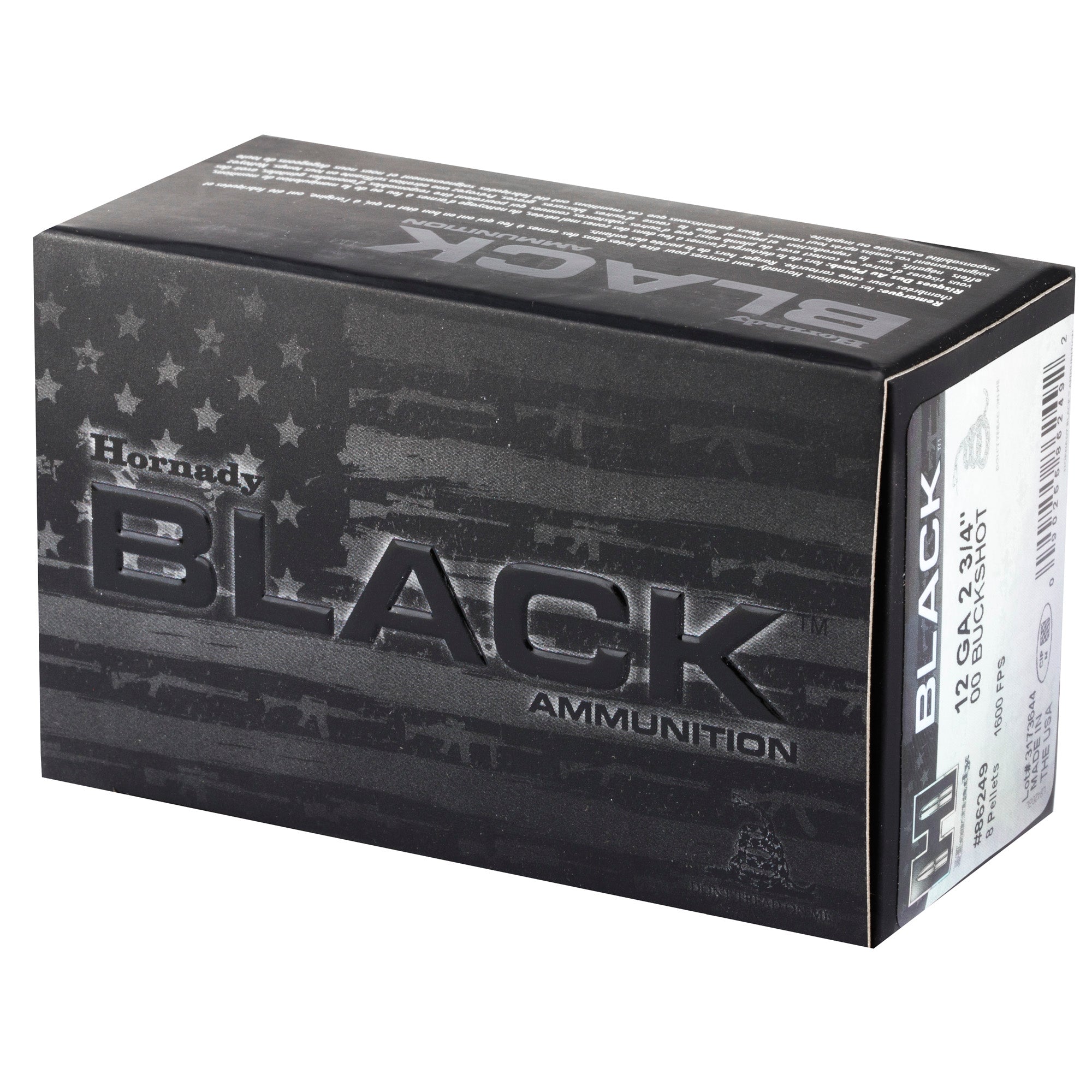 Hornady Black 12 Gauge 2.75-inch 00 Buckshot Ammunition – 10 Rounds