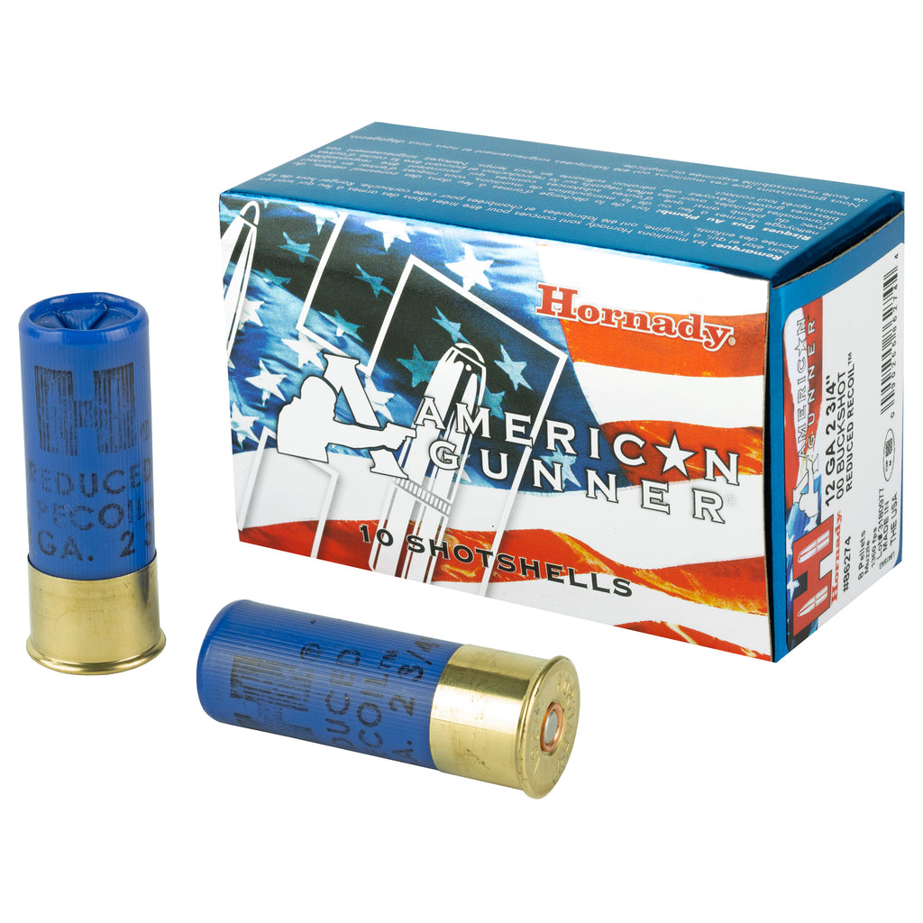 Hornady American Gunner 12 Gauge 2.75-inch 00 Buckshot Ammunition - 10 Rounds per Box, 100 per Case