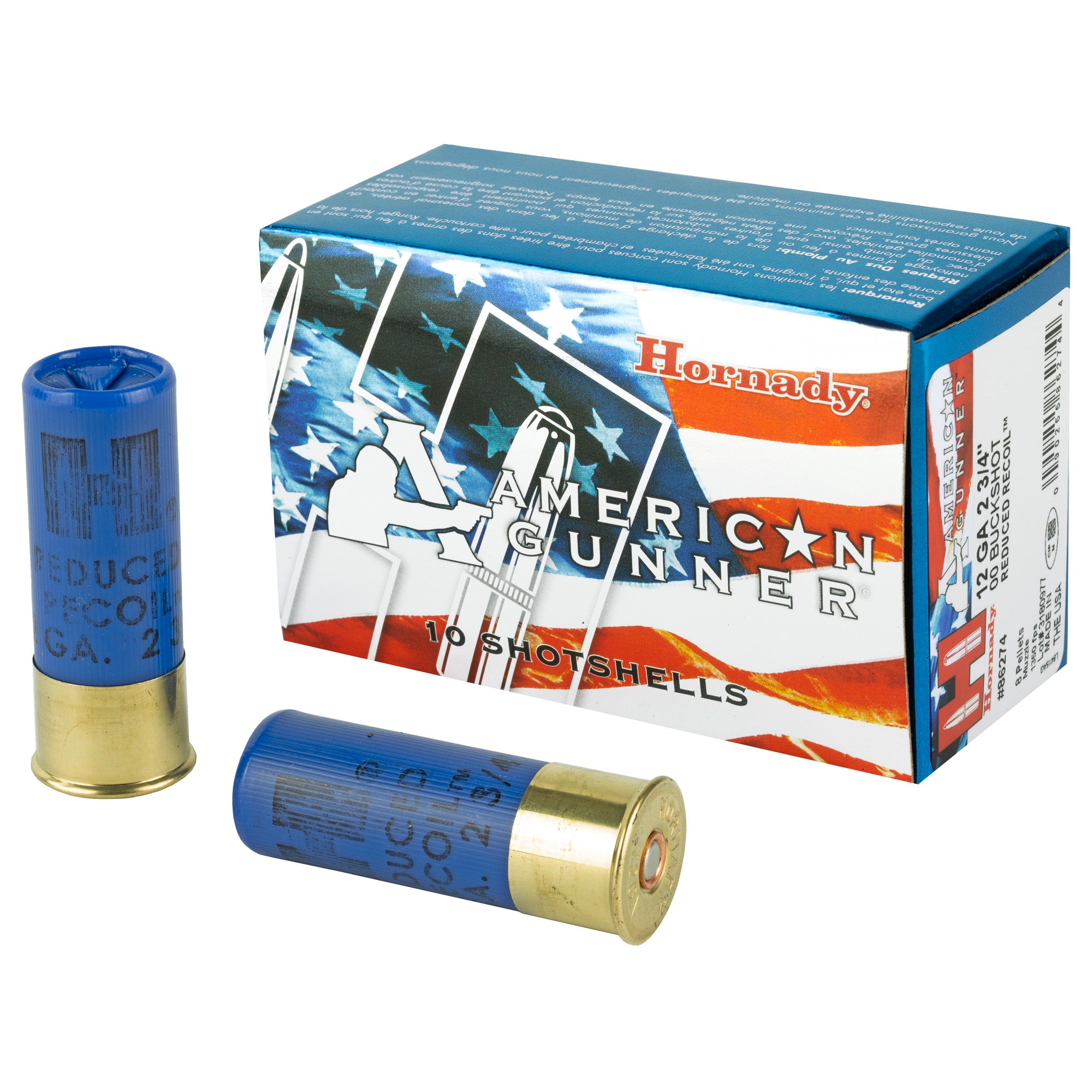 Hornady American Gunner 12 Gauge 2.75-inch 00 Buckshot Ammunition - 10 Rounds per Box, 100 per Case
