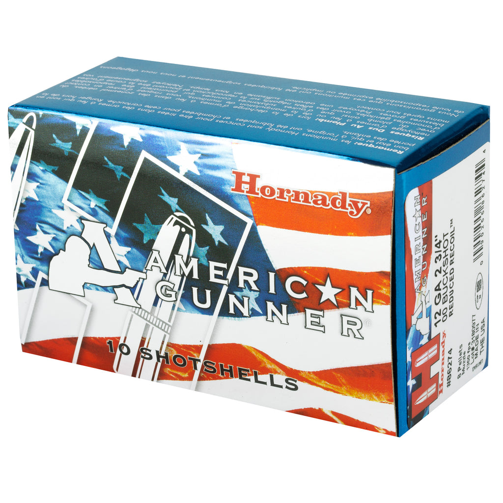 Hornady American Gunner 12 Gauge 2.75-inch 00 Buckshot Ammunition - 10 Rounds per Box, 100 per Case