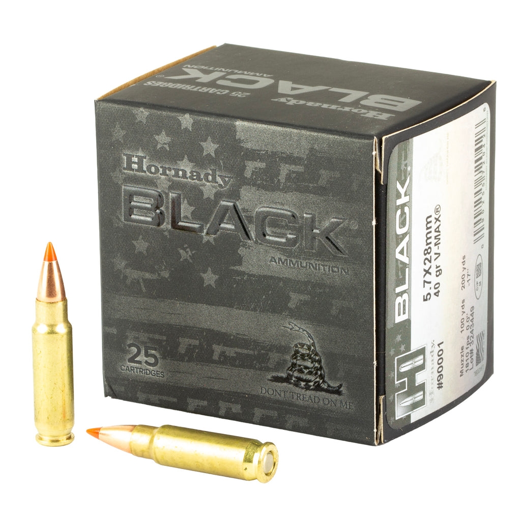 Hornady Black 5.7x28mm 40 Grain V-Max Ammunition - 25 Rounds