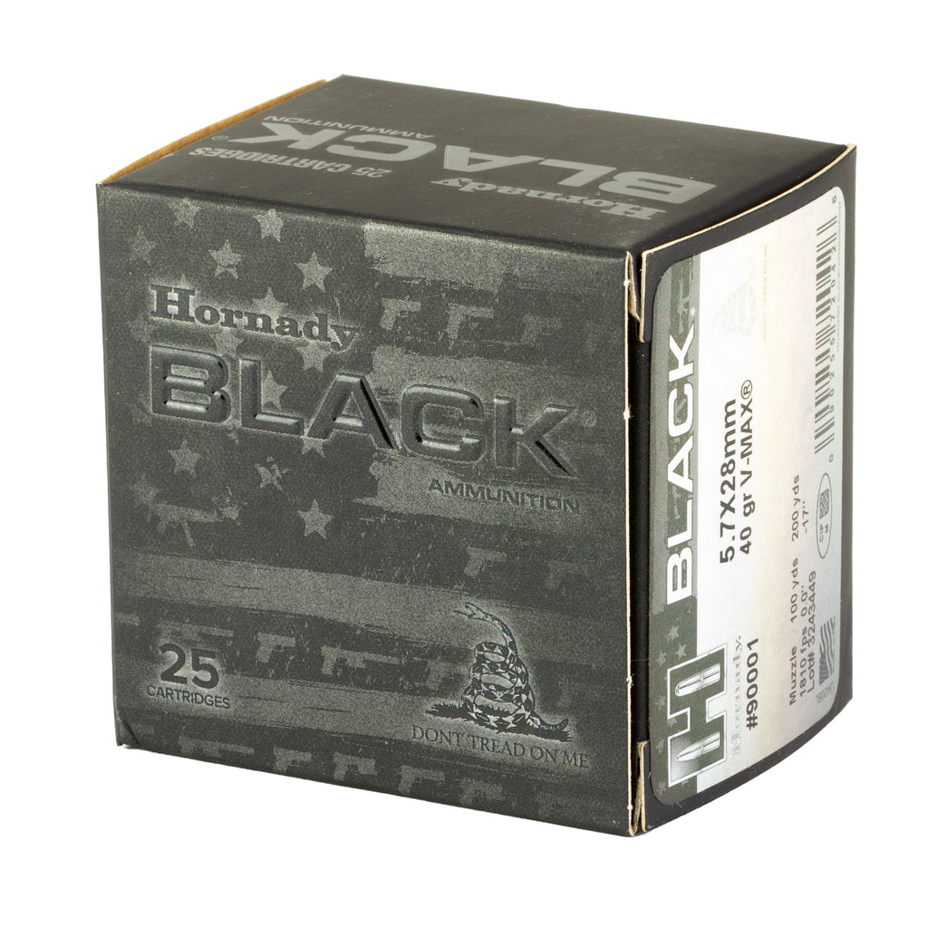 Hornady Black 5.7x28mm 40 Grain V-Max Ammunition - 25 Rounds