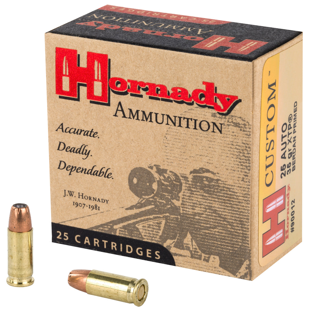 Hornady Custom 25 ACP 35 Grain JHP/XTP Ammunition - 25 Rounds
