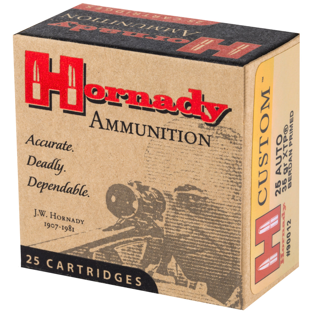 Hornady Custom 25 ACP 35 Grain JHP/XTP Ammunition - 25 Rounds