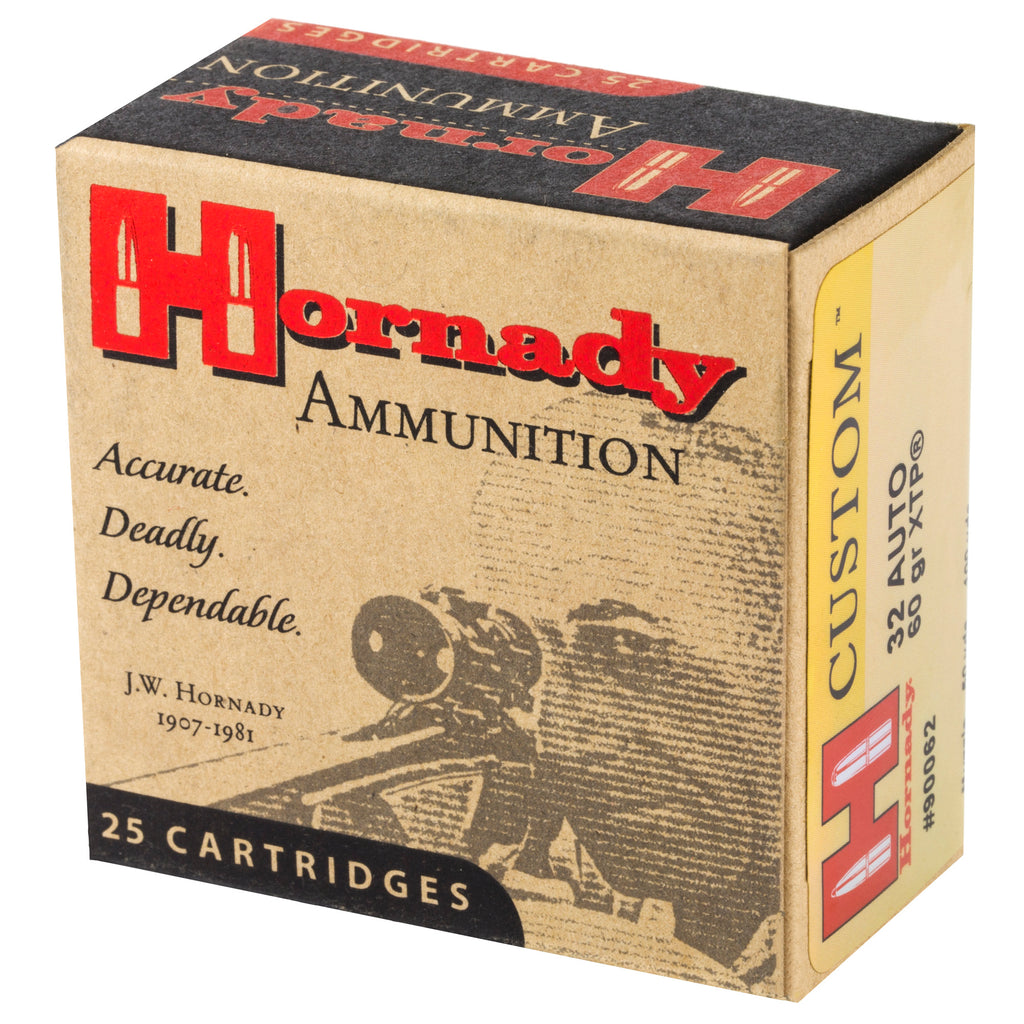 Hornady Custom 32 ACP 60 Grain XTP Pistol Ammo - 25 Rounds Per Box