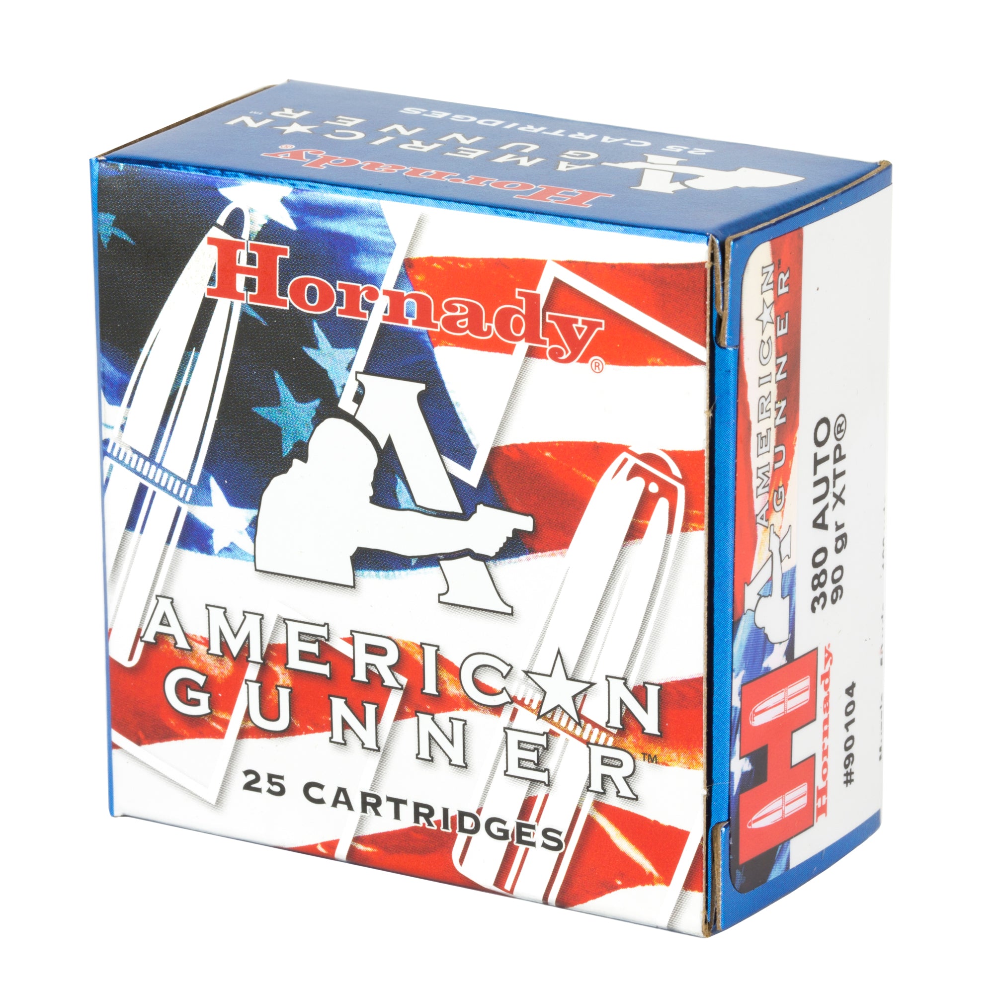 Hornady American Gunner 380 ACP 90-Grain XTP Ammunition - 25 Rounds per Box