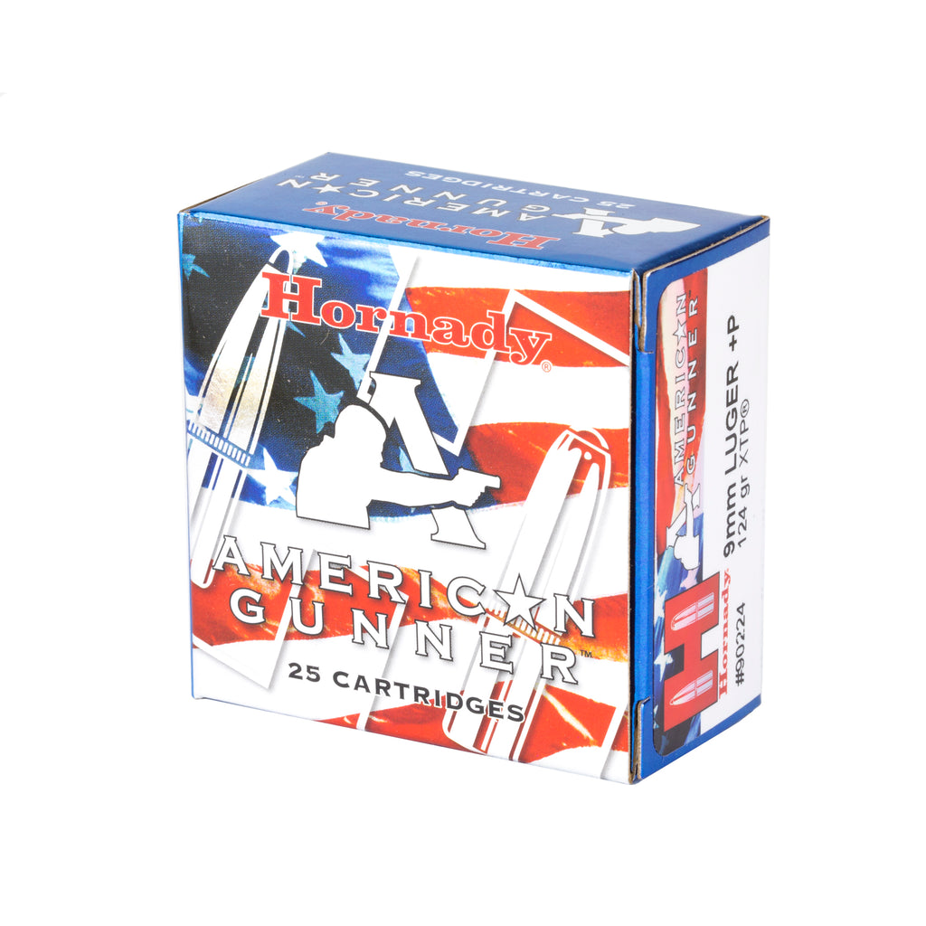 Hornady American Gunner 9mm +P 124-Grain XTP Ammunition - 25 Rounds per Box