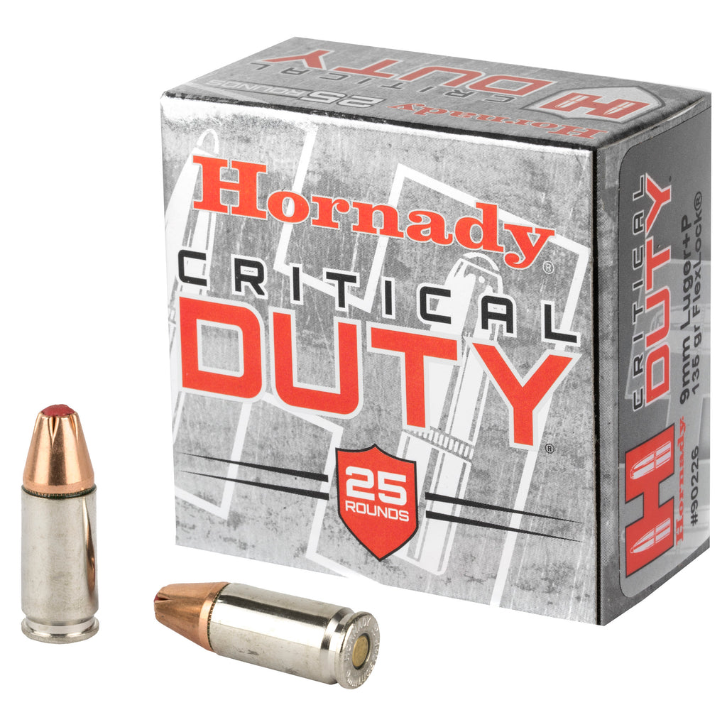 Hornady Critical Duty 9mm +P 135-Grain FlexLock Duty Ammunition (25 Rounds per Box)