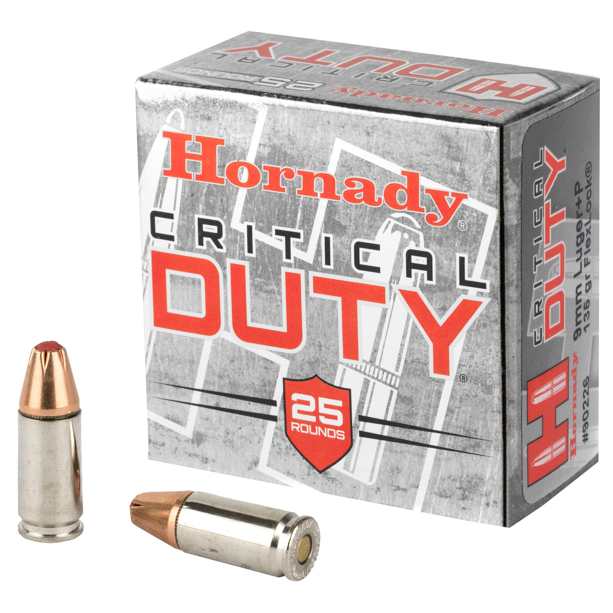 Hornady Critical Duty 9mm +P 135-Grain FlexLock Duty Ammunition (25 Rounds per Box)