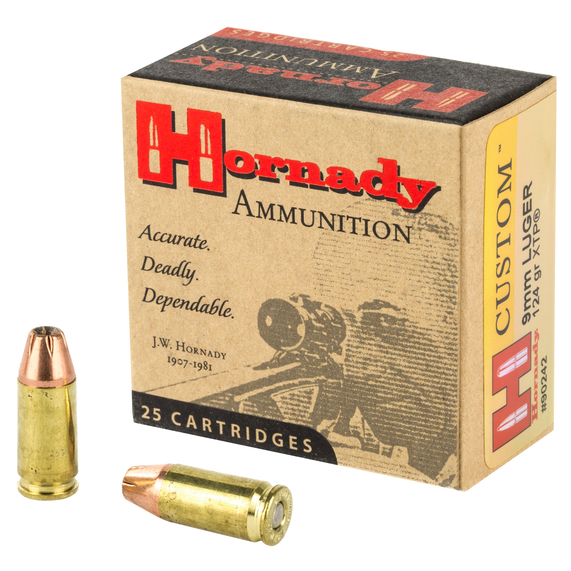 Hornady Custom 9mm 124 Grain XTP Pistol Ammunition – 25 Rounds per Box