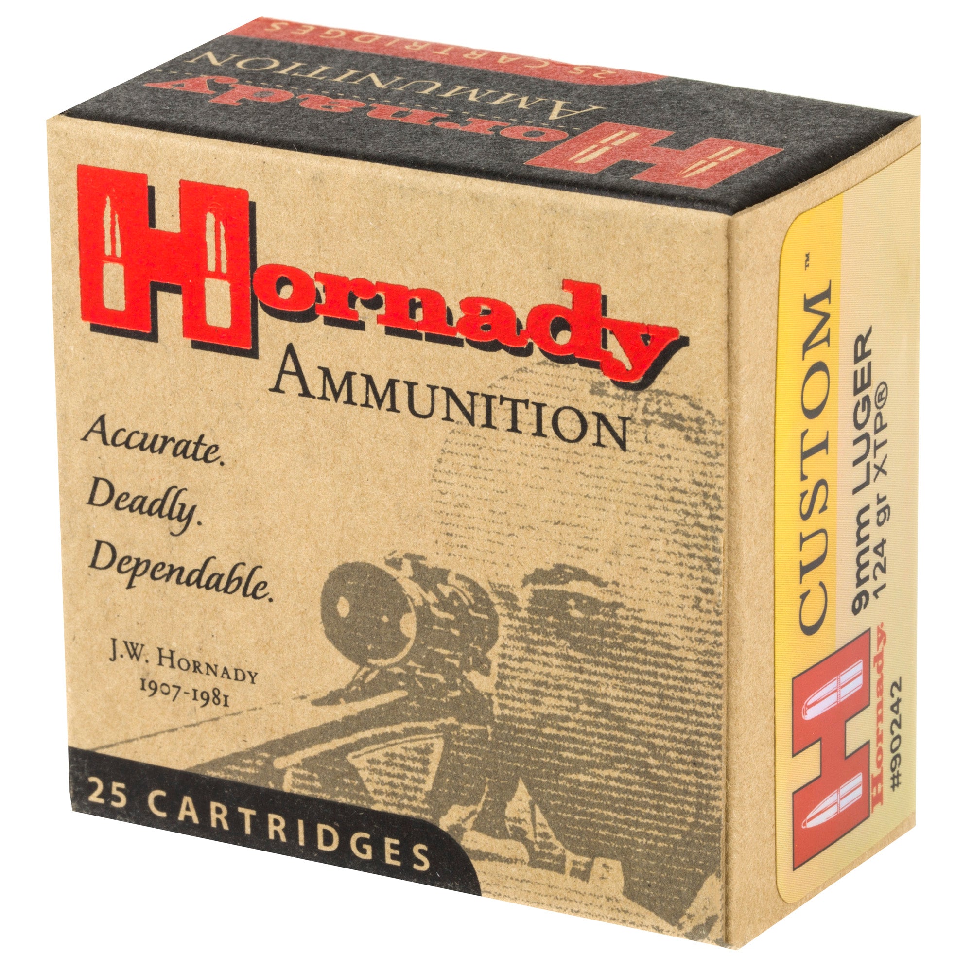 Hornady Custom 9mm 124 Grain XTP Pistol Ammunition – 25 Rounds per Box
