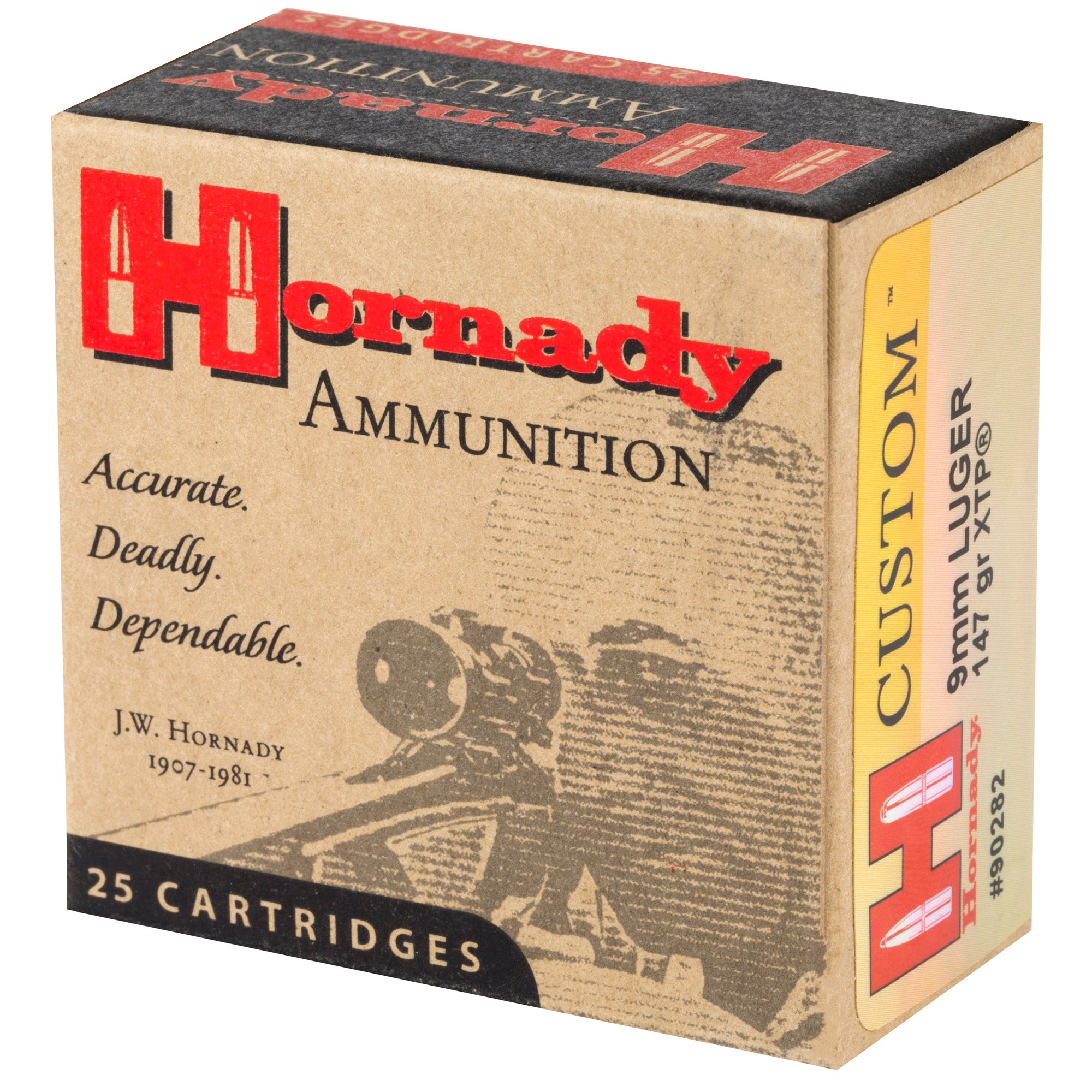 Hornady Custom 9mm 147 Grain XTP Pistol Ammunition - 25 Rounds per Box