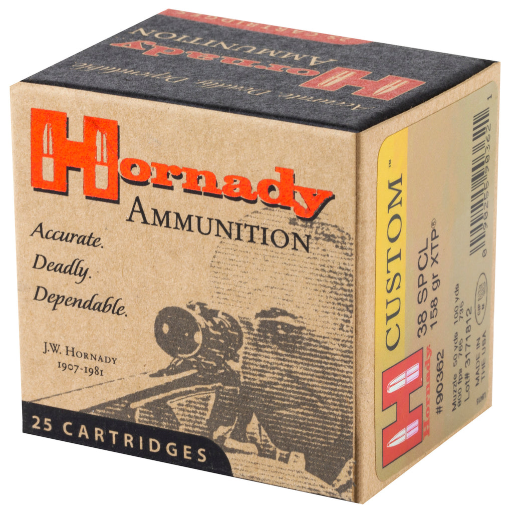 Hornady Custom 38 Special 158-Grain XTP Pistol Ammunition, 25 Rounds per Box