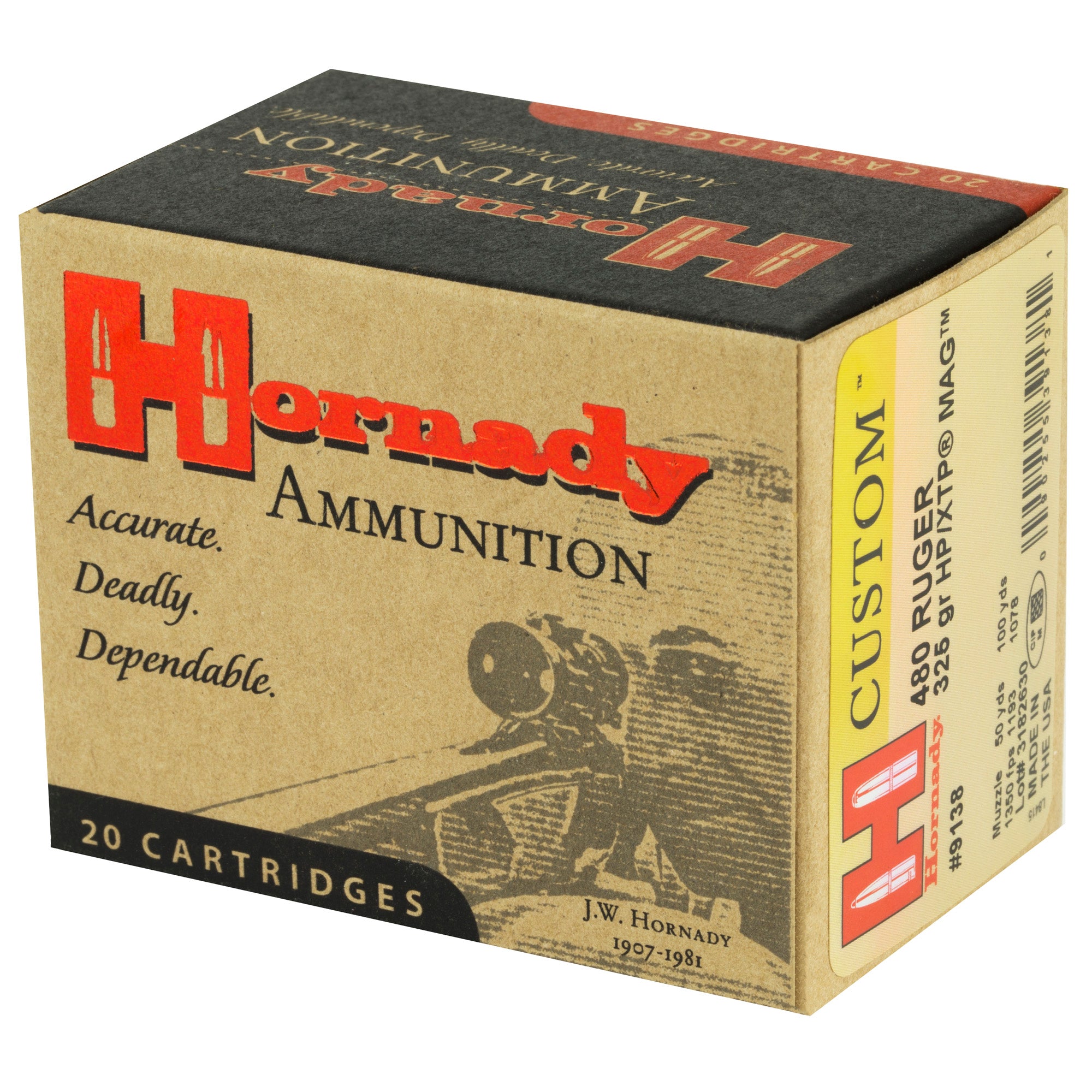Hornady Custom 480 Ruger 325-Grain XTP Pistol Ammunition - 20 Rounds