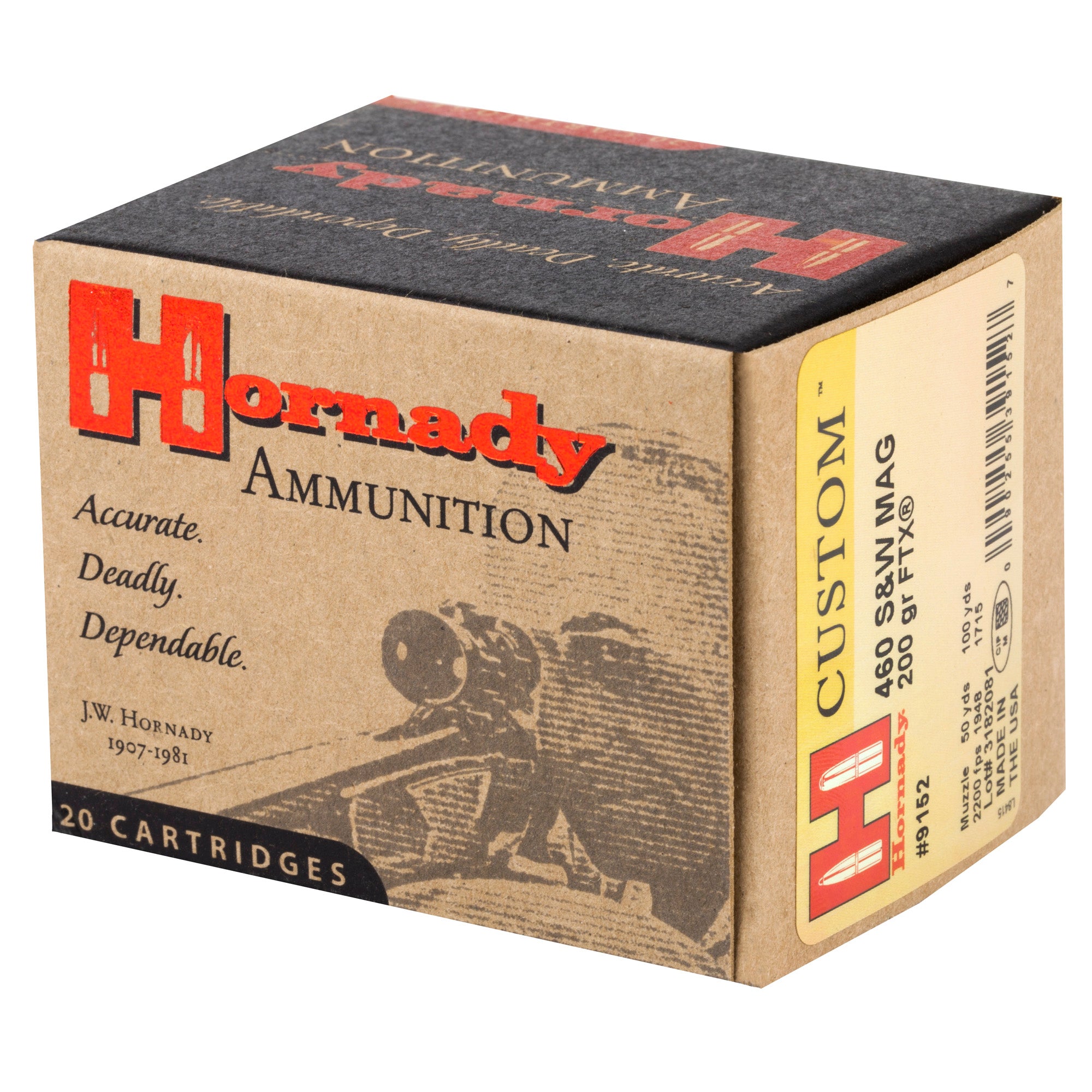Hornady Custom 460 S&W 200-Grain FTX FlexTip Pistol Ammunition (20 Rounds)