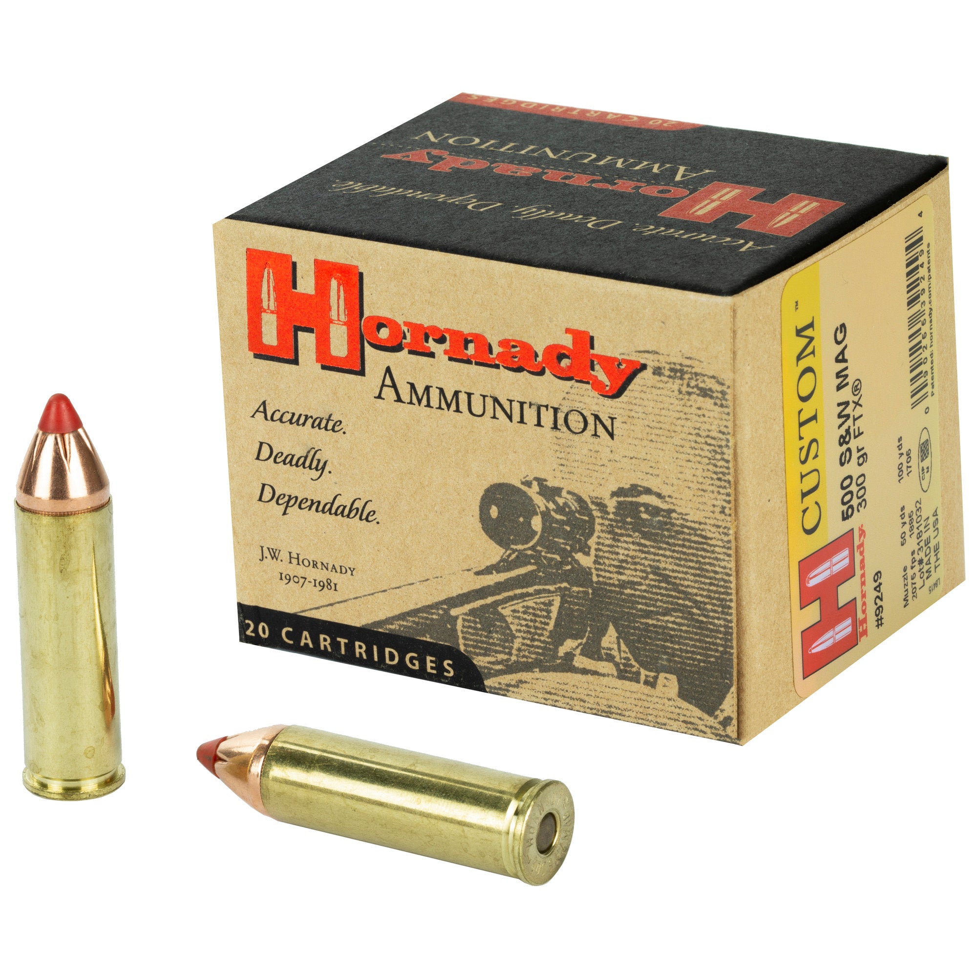 Hornady Custom 500 S&W 300 Grain FTX FlexTip Ammo - Box of 20 Rounds