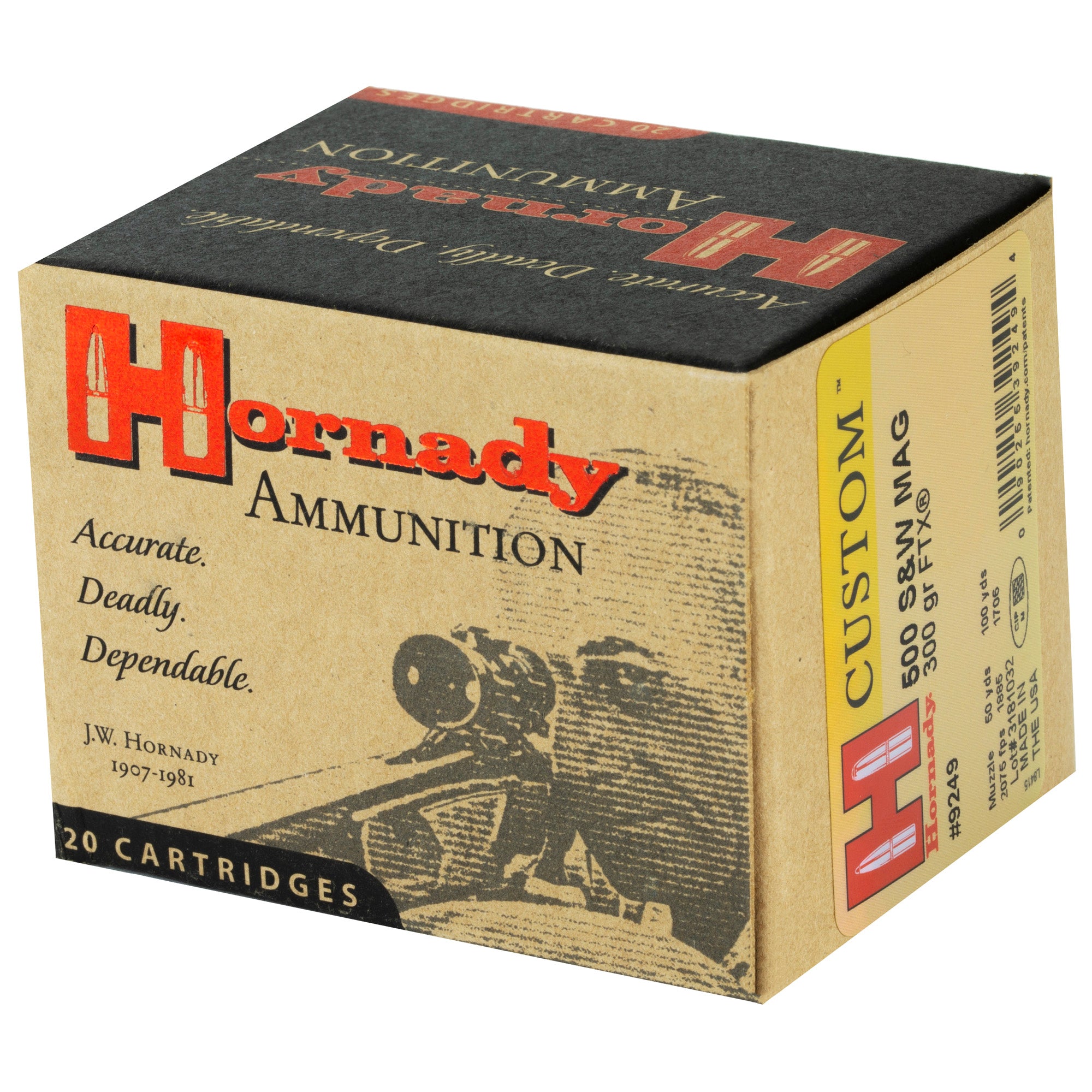 Hornady Custom 500 S&W 300 Grain FTX FlexTip Ammo - Box of 20 Rounds