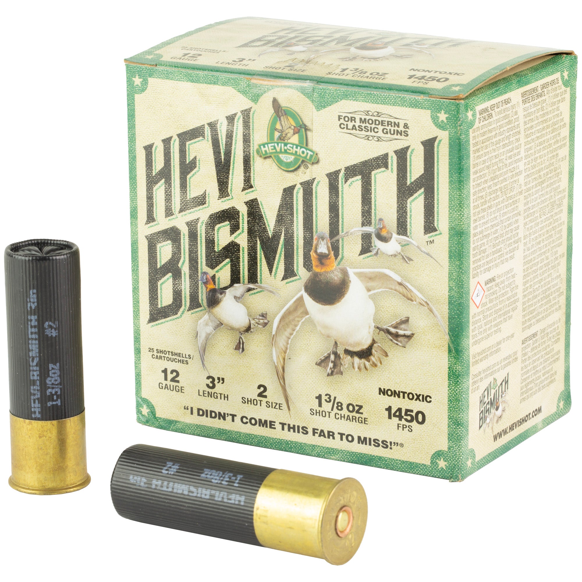 HEVI-Shot HEVI-Bismuth 12 Gauge 3-inch #2 Waterfowl Shot – 1 3/8 oz, Pack of 25