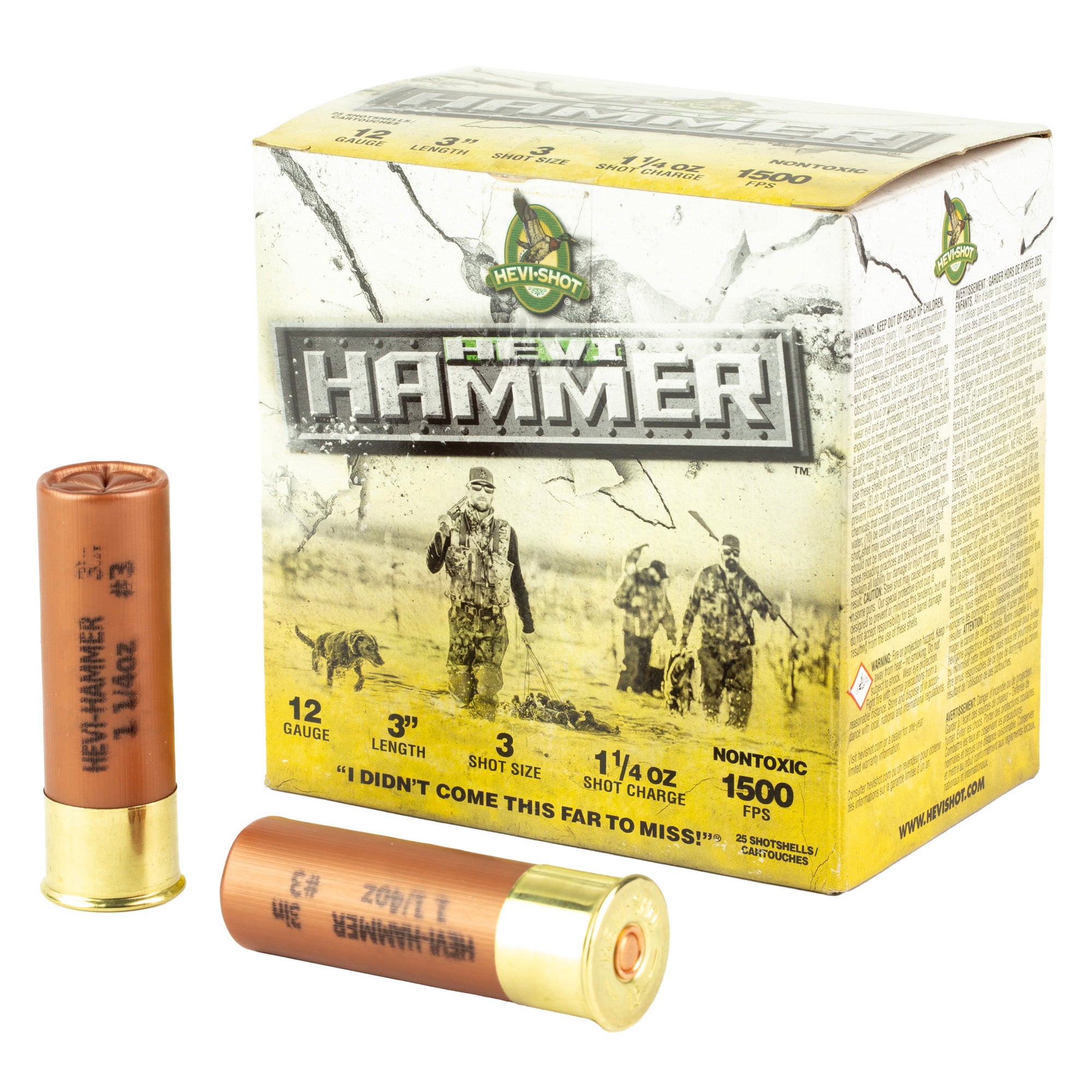 HEVI-Shot HEVI Hammer 12 Gauge #3 Waterfowl Shot – 1 1/4 oz, 25 Rounds per Box
