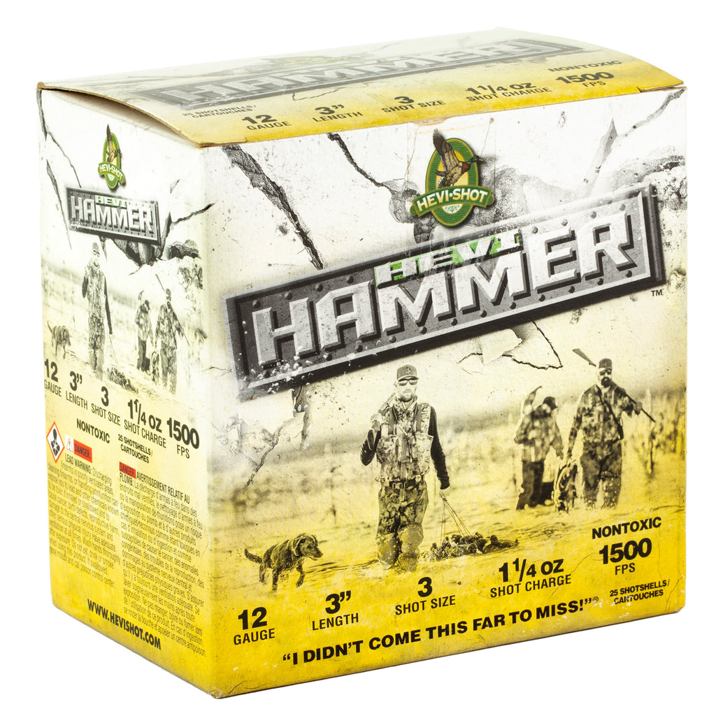 HEVI-Shot HEVI Hammer 12 Gauge #3 Waterfowl Shot – 1 1/4 oz, 25 Rounds per Box