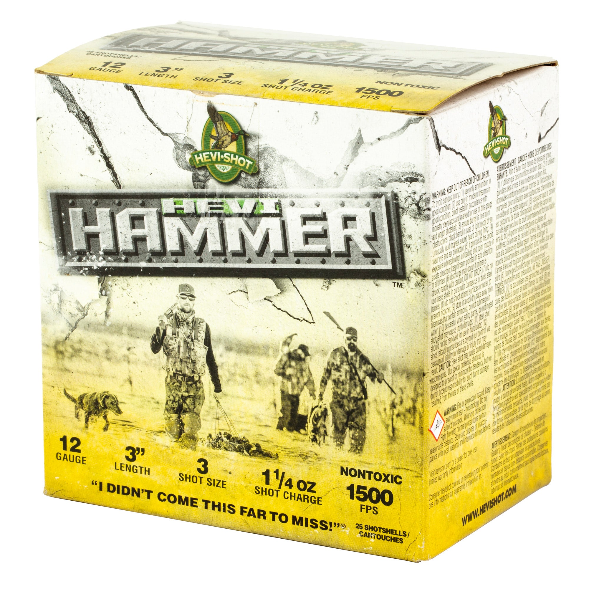 HEVI-Shot HEVI Hammer 12 Gauge #3 Waterfowl Shot – 1 1/4 oz, 25 Rounds per Box