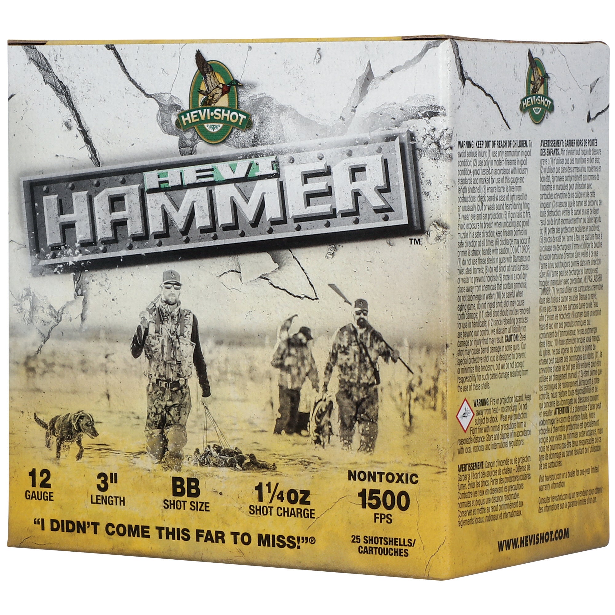 HEVI-Shot HEVI-Hammer 12 Gauge Bismuth Shot, 1 1/4 oz, BB - 25 Rounds per Box