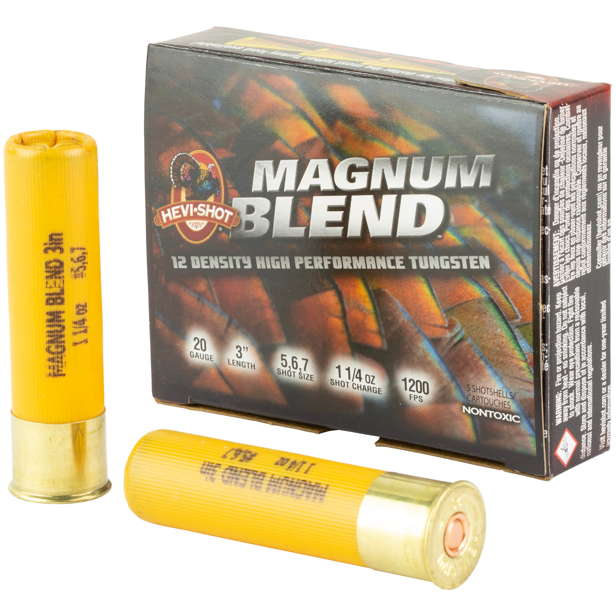 HEVI-Shot Magnum Blend 20 Gauge 3-Inch Shotgun Ammo – Tungsten, 1 1/4 Oz, #5/#6/#7, 5 Rounds per Box