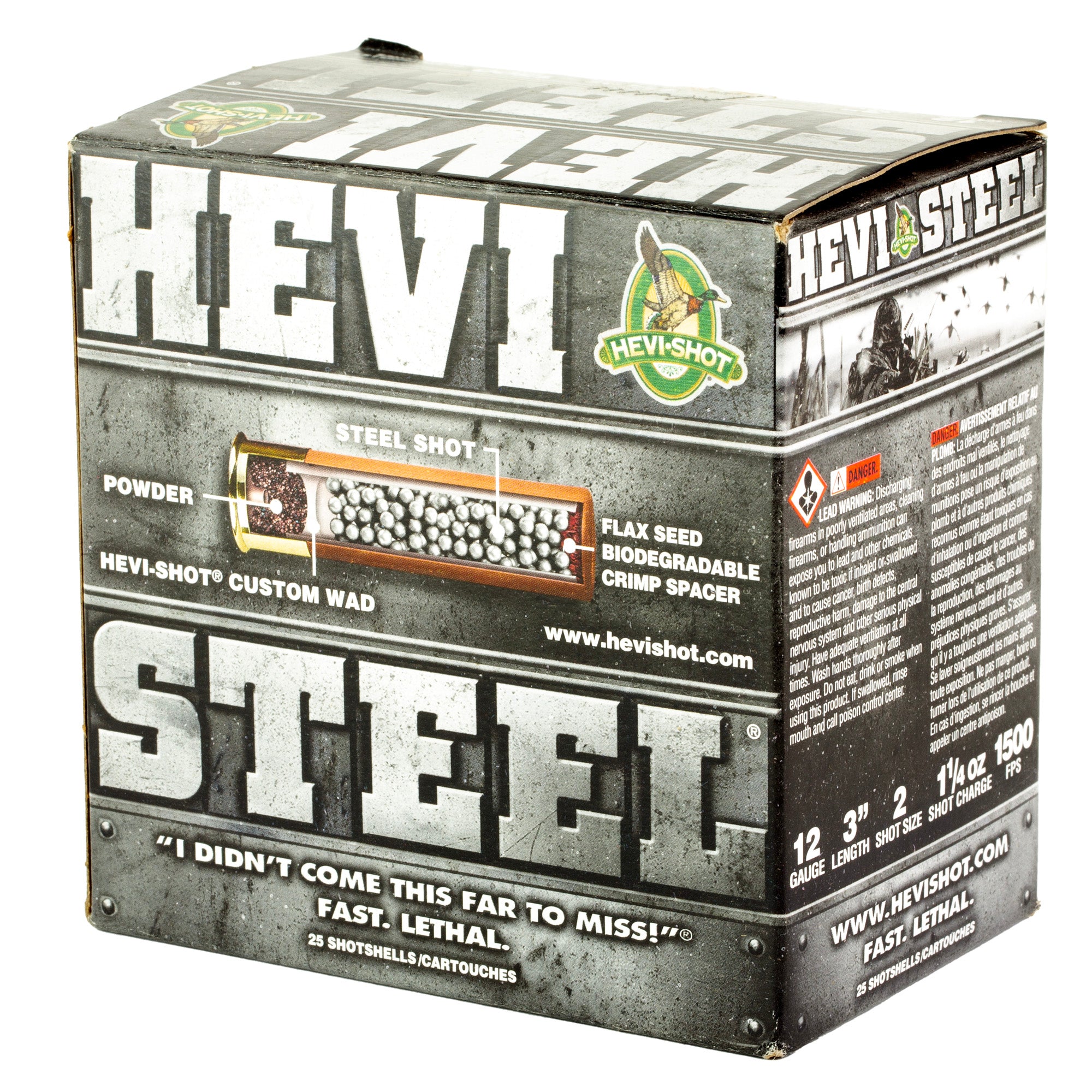 HEVI-Shot HEVI-Steel 12 Gauge 3-inch #2 Shot - 1 1/4 oz, 25 Rounds
