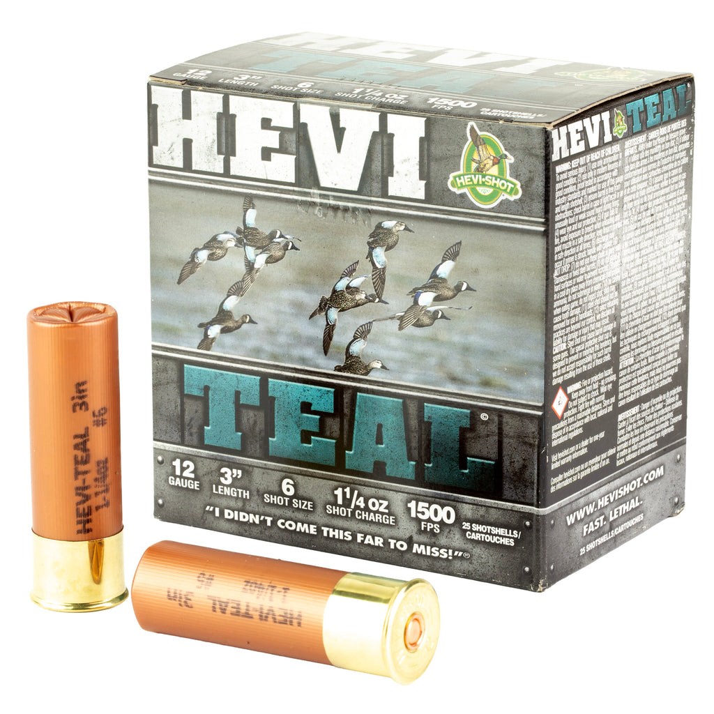HEVI-Shot HEVI Teal 12 Gauge 3-inch #6 Shotshells - 1 1/4 oz, 25/Box