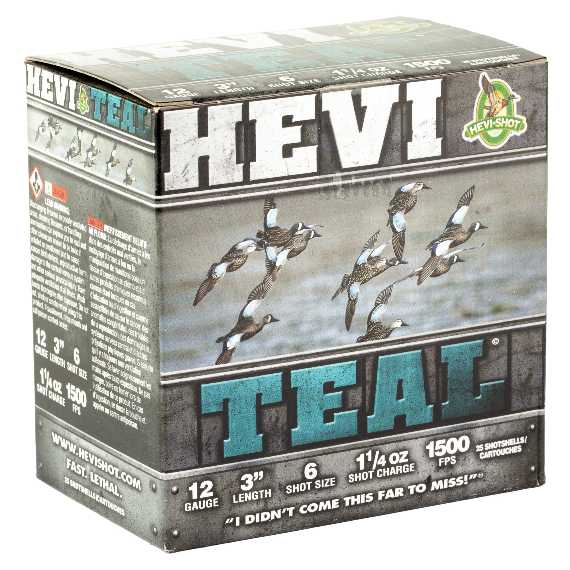 HEVI-Shot HEVI Teal 12 Gauge 3-inch #6 Shotshells - 1 1/4 oz, 25/Box