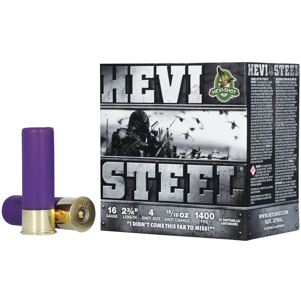HEVI-Shot HEVI-Steel 16 Gauge Steel Shotshells with #4 Shot, 15/16 oz, Max Dram - Pack of 25