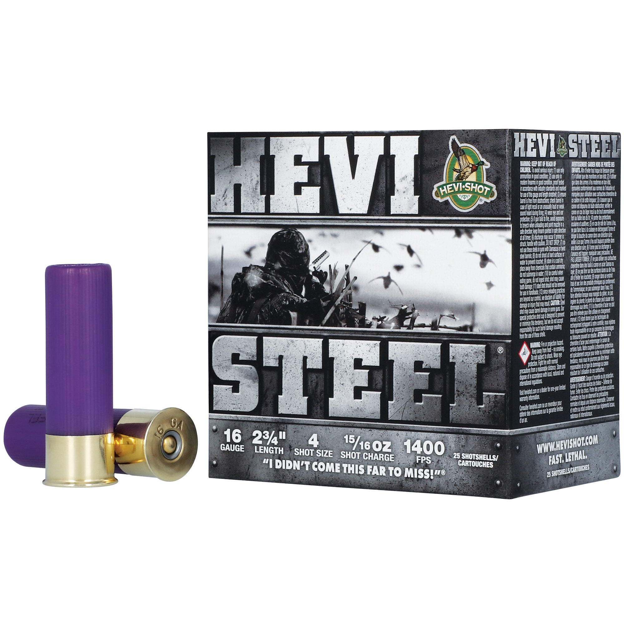 HEVI-Shot HEVI-Steel 16 Gauge Steel Shotshells with #4 Shot, 15/16 oz, Max Dram - Pack of 25