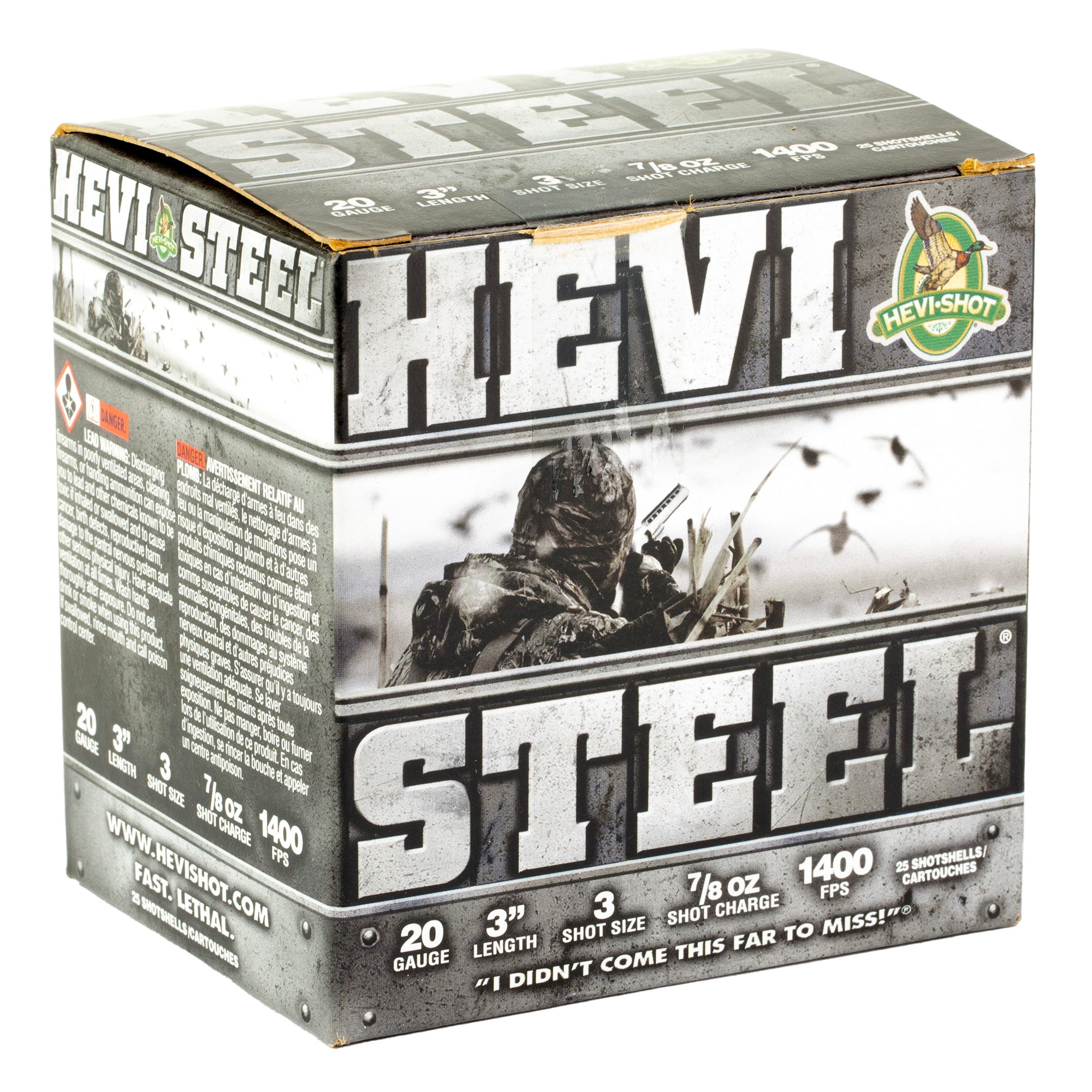 HEVI-Shot HEVI-Steel 20 Gauge Shotgun Shells – 7/8 oz #3 Shotshells (25/Box, 250/Case)