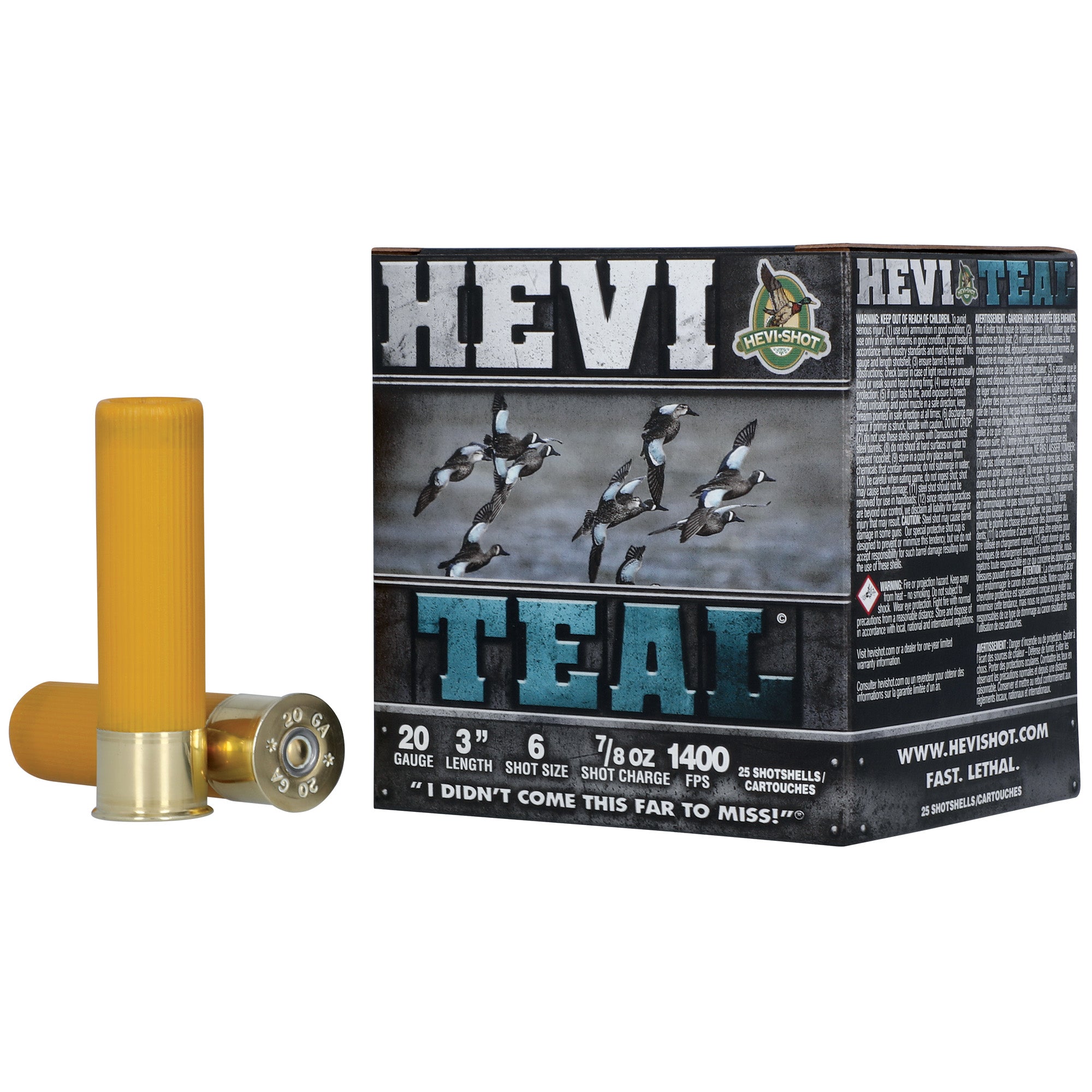 HEVI-Shot HEVI TEAL 20 Gauge #6 Bismuth Shot Shells – 7/8 oz, 25 per Box